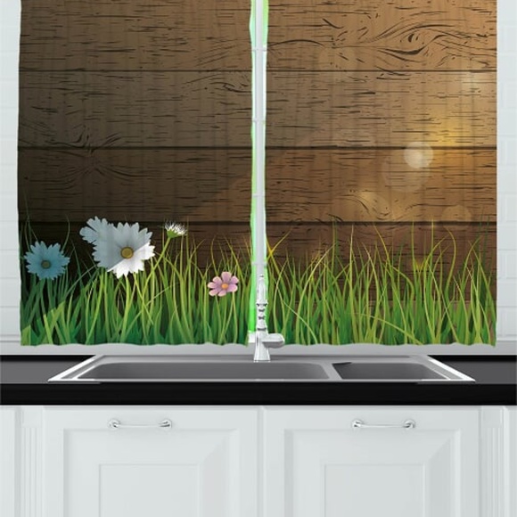 Other - Kitchen Curtains Chamomile Grass Backyard Print